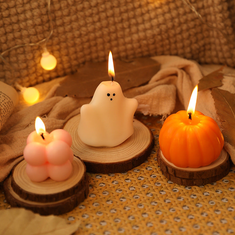 Halloween Candle Set – Ghost, Pumpkin & Bubble Cube Candles (3pcs)