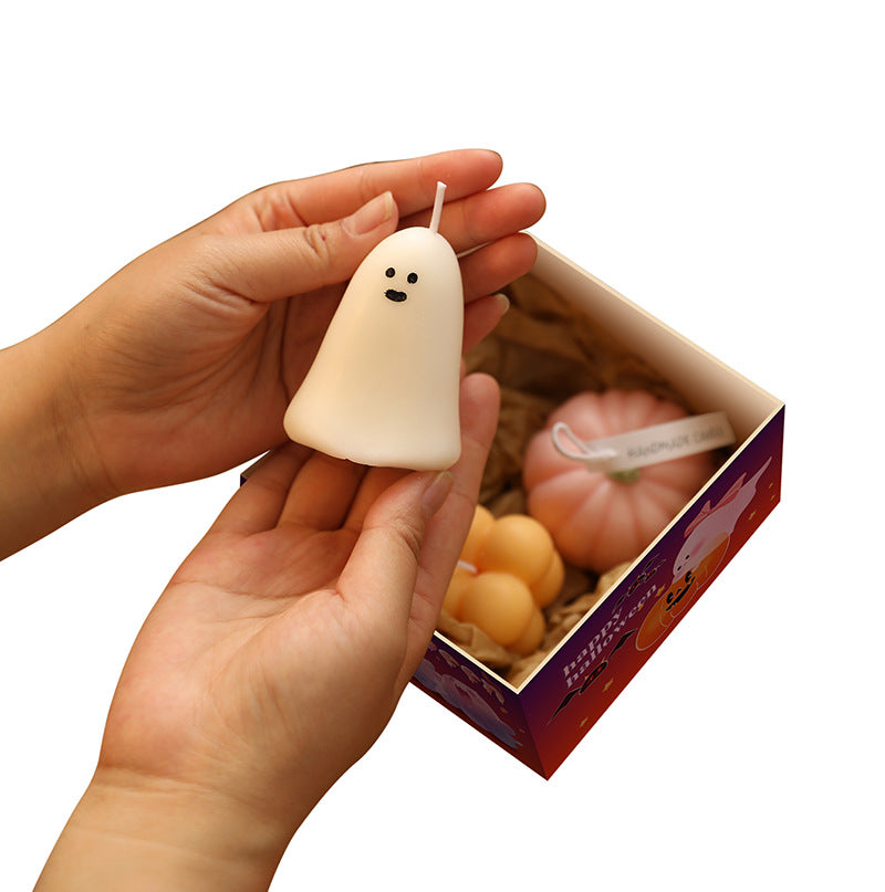 Halloween Candle Set – Ghost, Pumpkin & Bubble Cube Candles (3pcs)