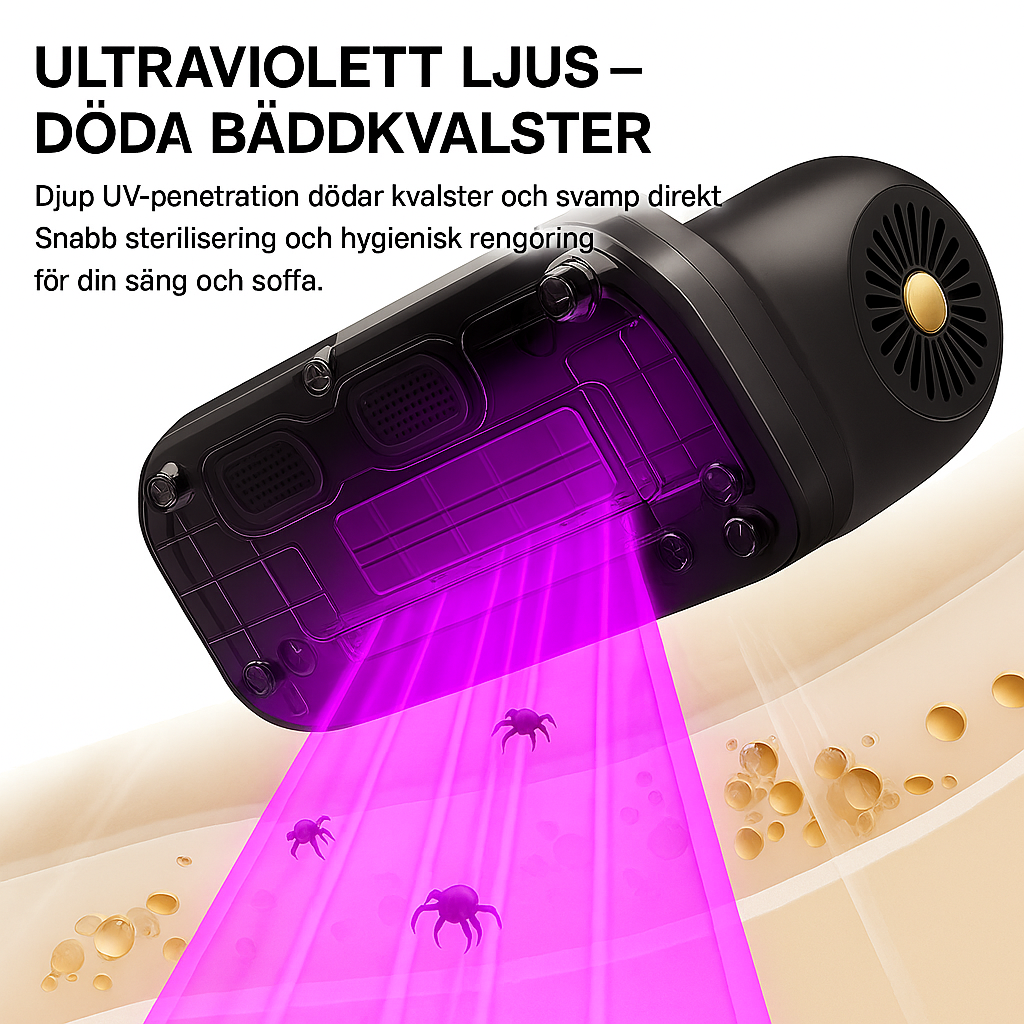 Avancerad UV-dammsugare som rengör på djupet för allergivänligt hem