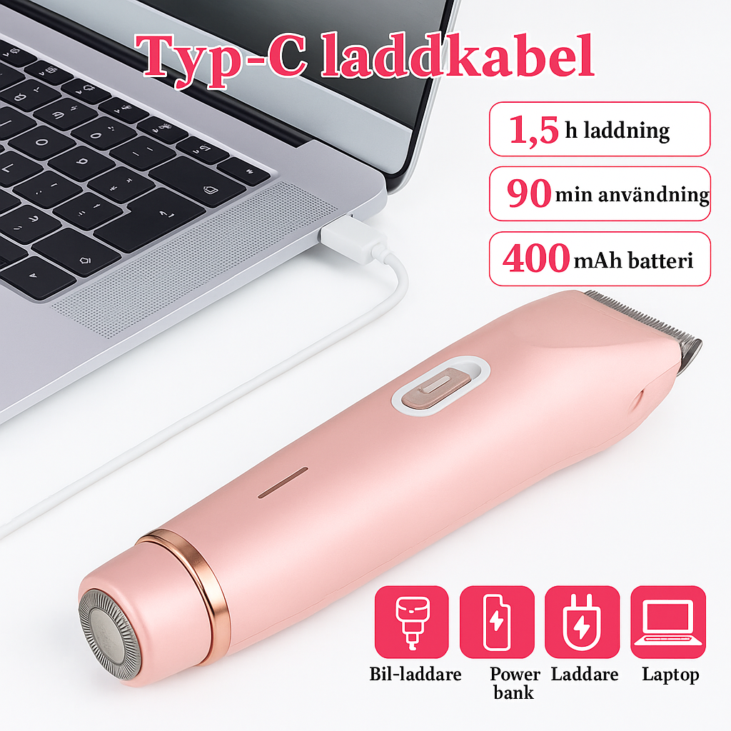 Kompakt och trådlös rakapparat för kvinnor – perfekt för resor och duschbruk