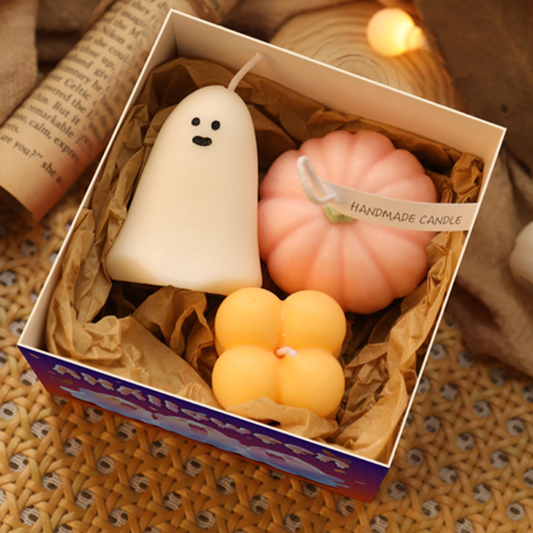 Halloween Candle Set – Ghost, Pumpkin & Bubble Cube Candles (3pcs)