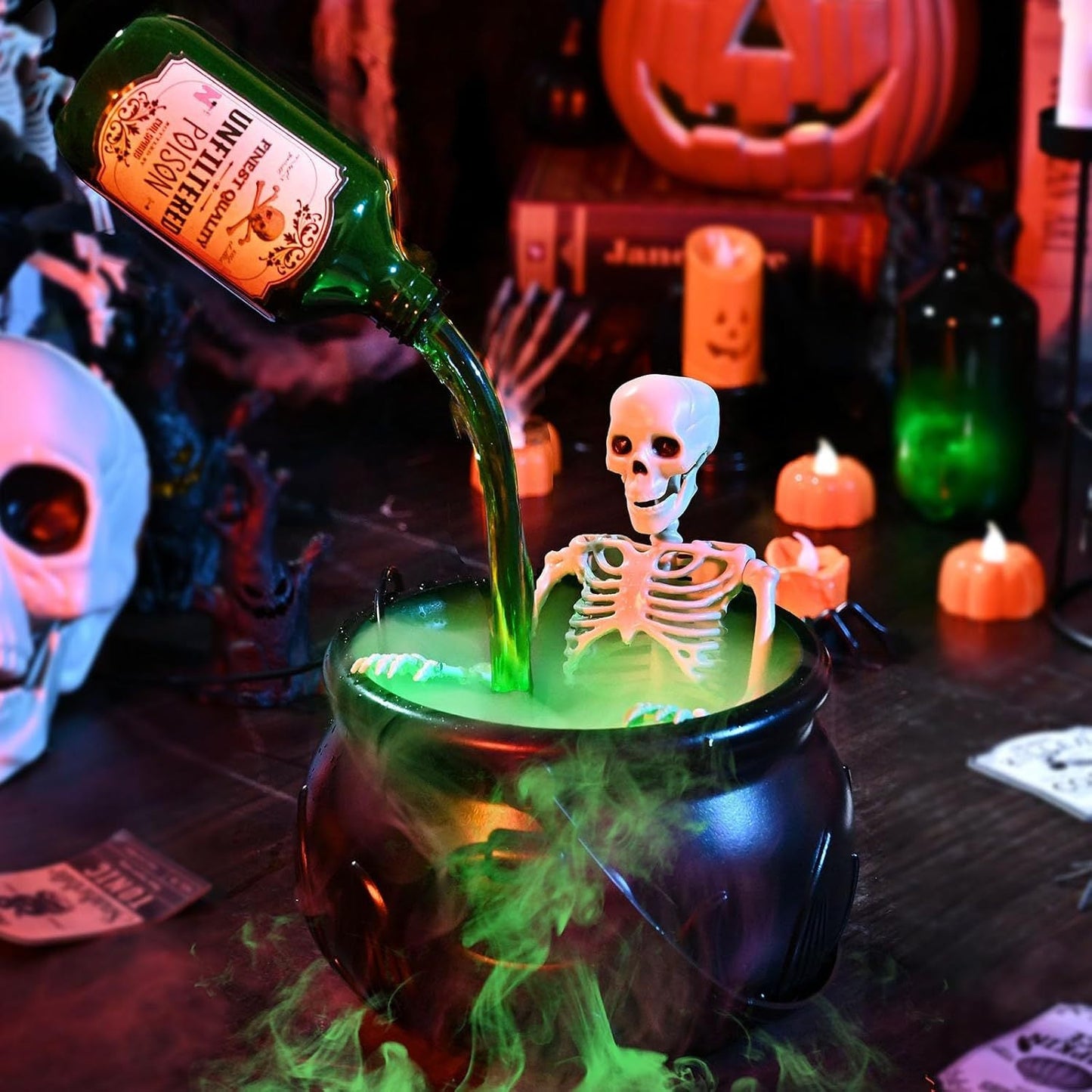 Halloween Skeleton Cauldron Fog Maker – Spooky Party Decoration