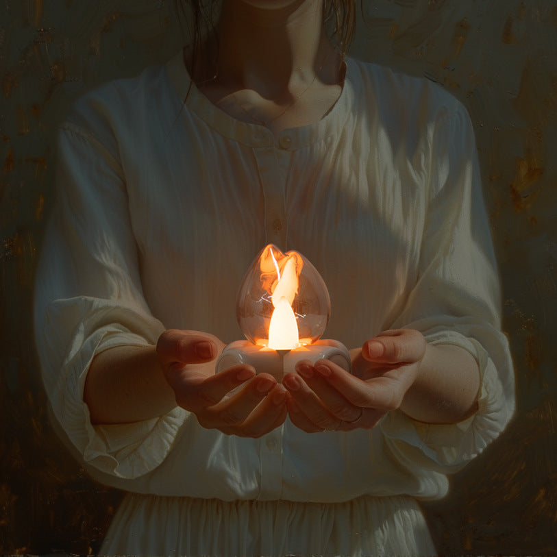 Halloween Flame Glow Lamp – Spooky Glass Light