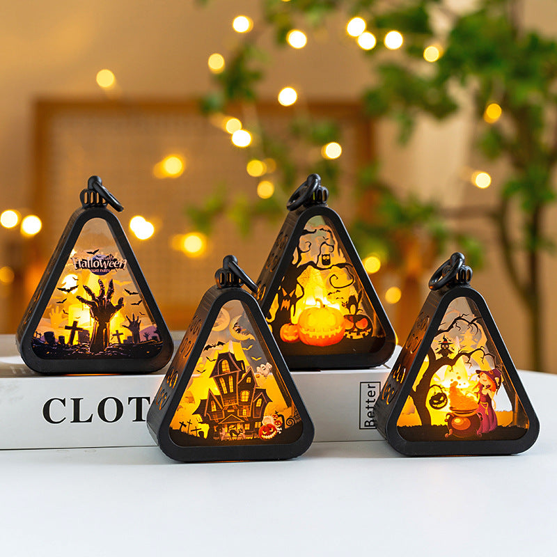 Halloween Pumpkin Lantern Light – Spooky Triangle LED Decoration