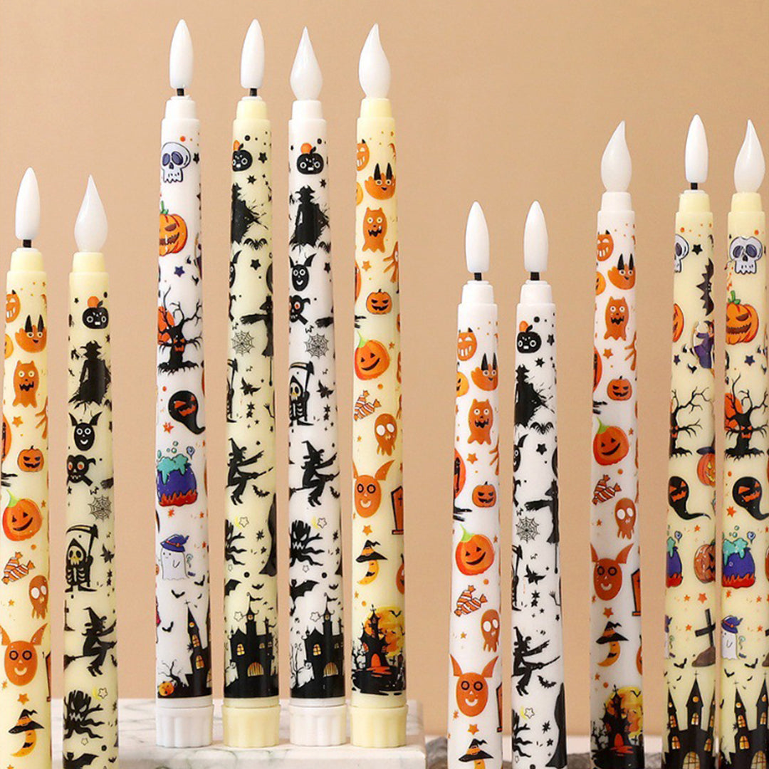 Halloween LED Taper Candles – Flameless Decorative Lights