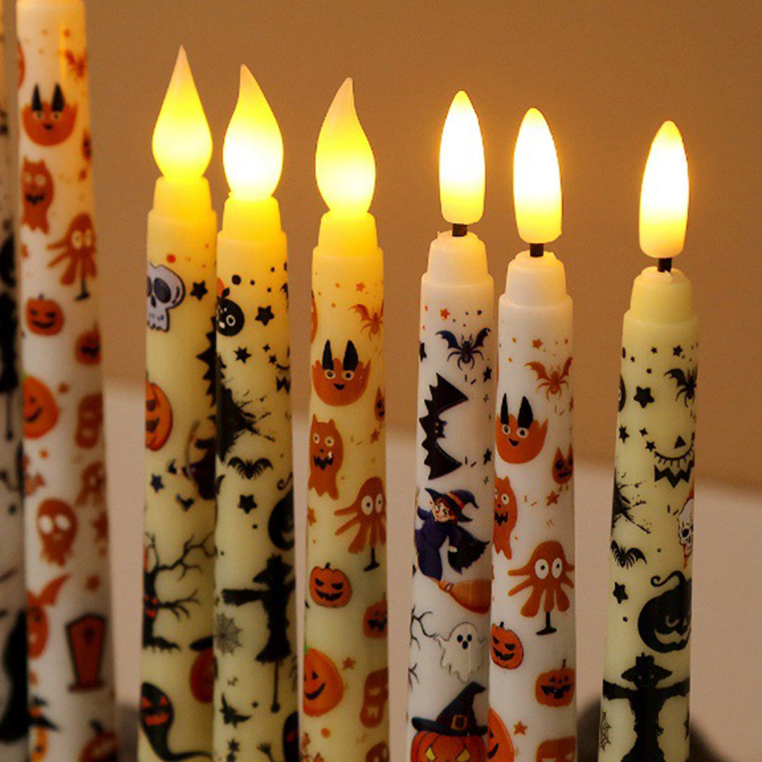 Halloween LED Taper Candles – Flameless Decorative Lights