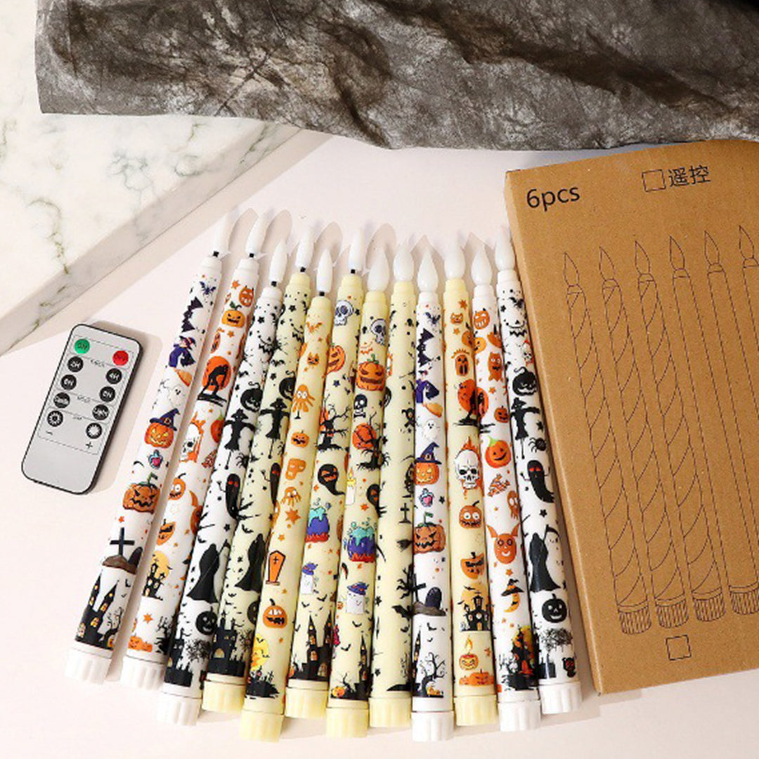 Halloween LED Taper Candles – Flameless Decorative Lights