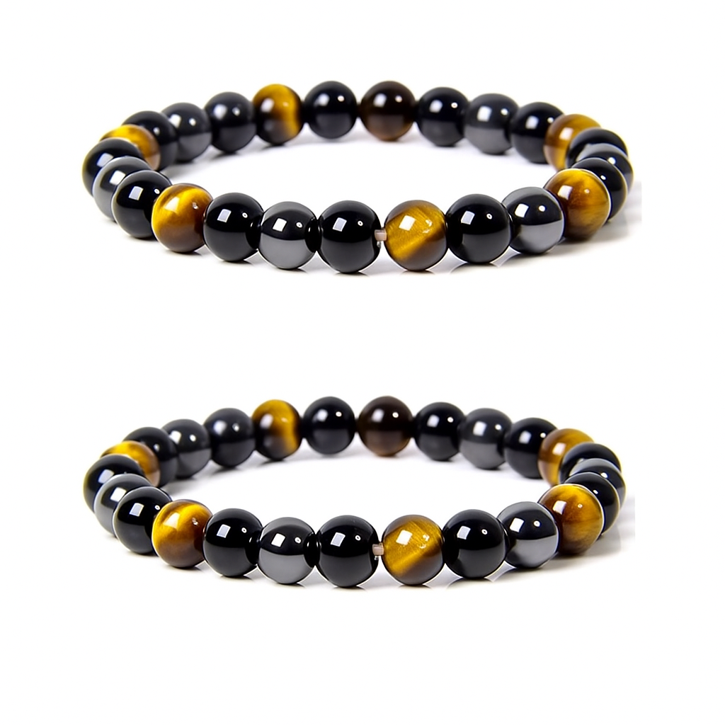 Trippelbeskyddande Armband – Tigeröga, Obsidian & Hematit
