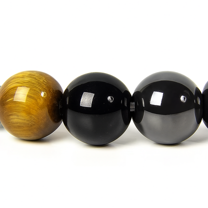 Trippelbeskyddande Armband – Tigeröga, Obsidian & Hematit