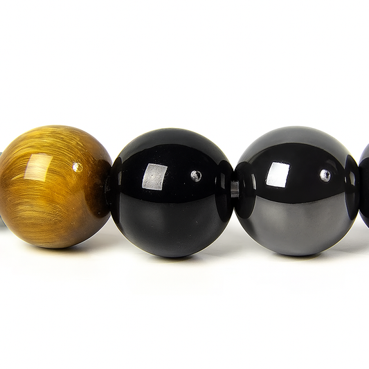 Trippelbeskyddande Armband – Tigeröga, Obsidian & Hematit Kvalio