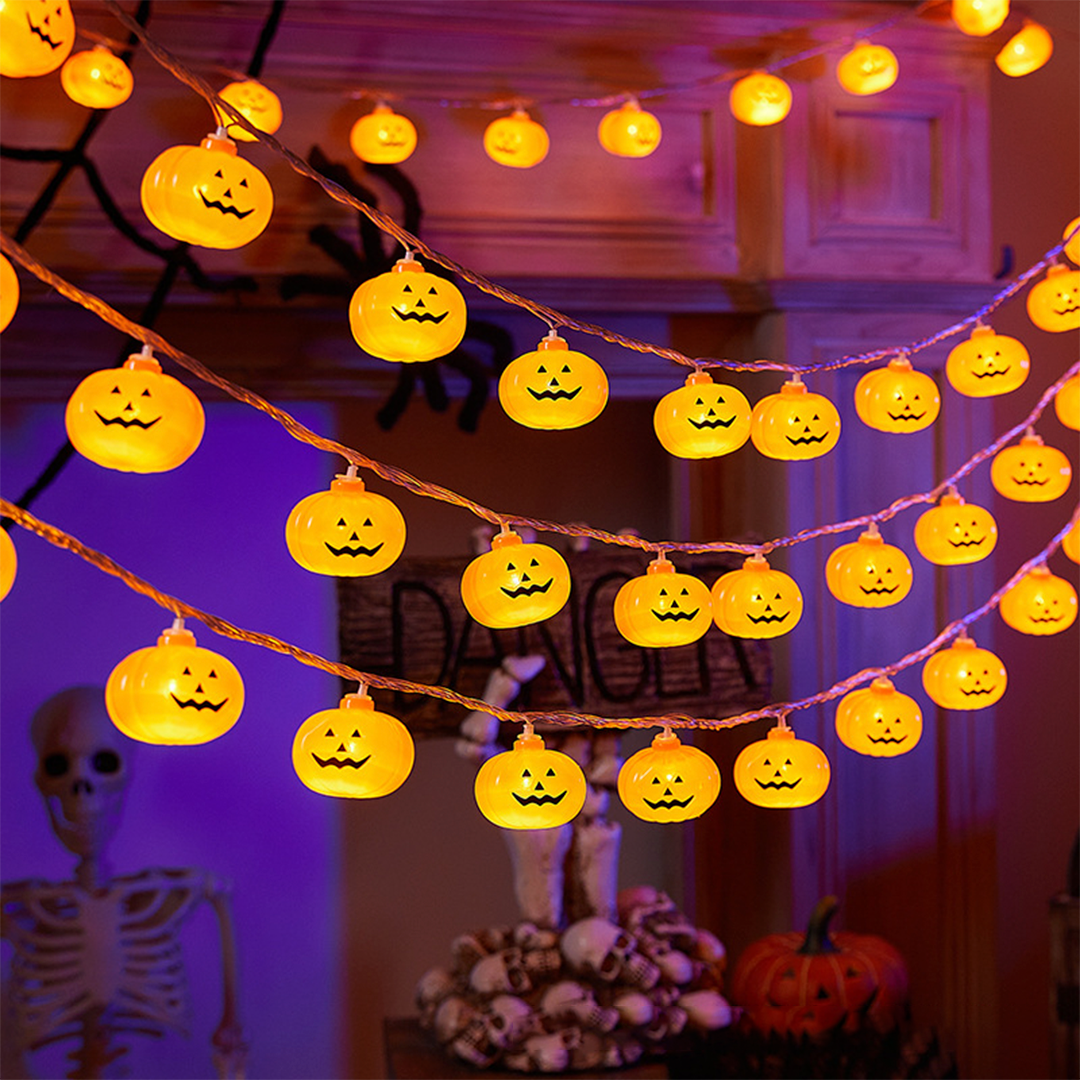 Halloween String Lights – Pumpkin, Ghost, Bat, Eyeball & Maple Leaf Designs