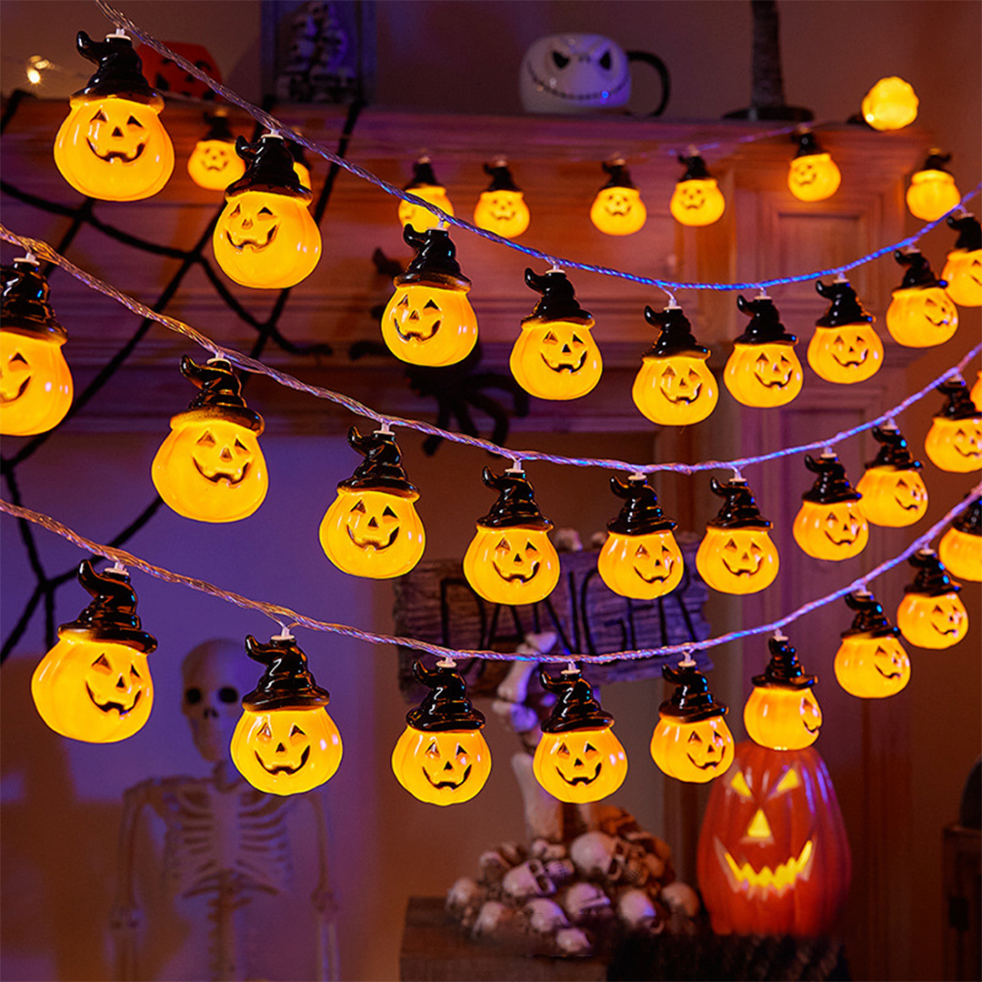 Halloween String Lights – Pumpkin, Ghost, Bat, Eyeball & Maple Leaf Designs