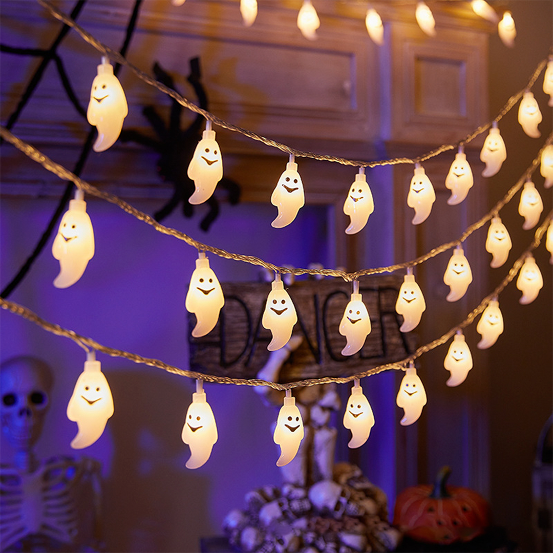 Halloween String Lights – Pumpkin, Ghost, Bat, Eyeball & Maple Leaf Designs