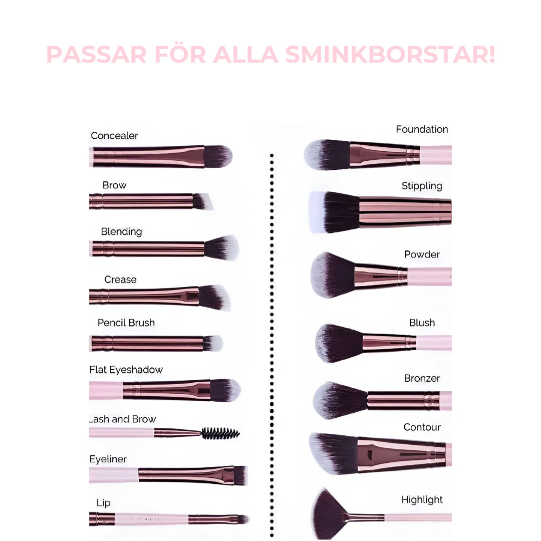 Borsttyper som passar i sminkborstrengöraren