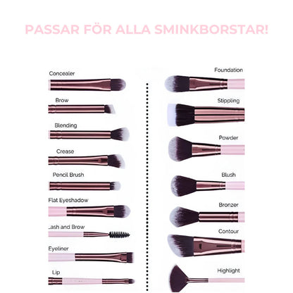Borsttyper som passar i sminkborstrengöraren