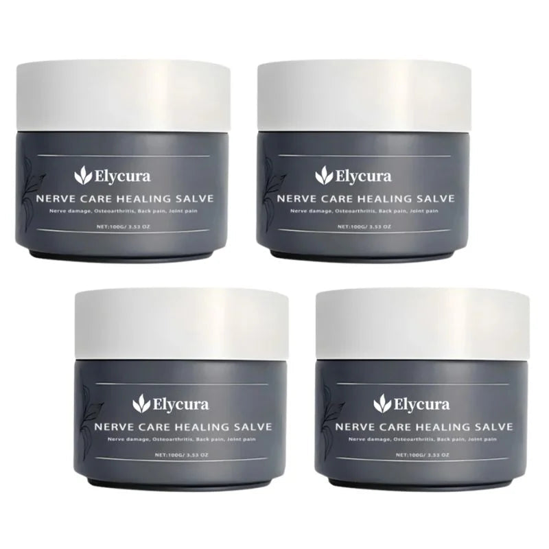 Elycura massagesalva 100 g i 4-pack mot vit bakgrund