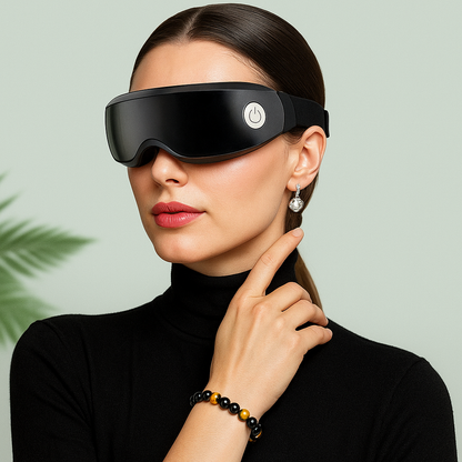 Kvinna bär EyeMassager ögonmassage