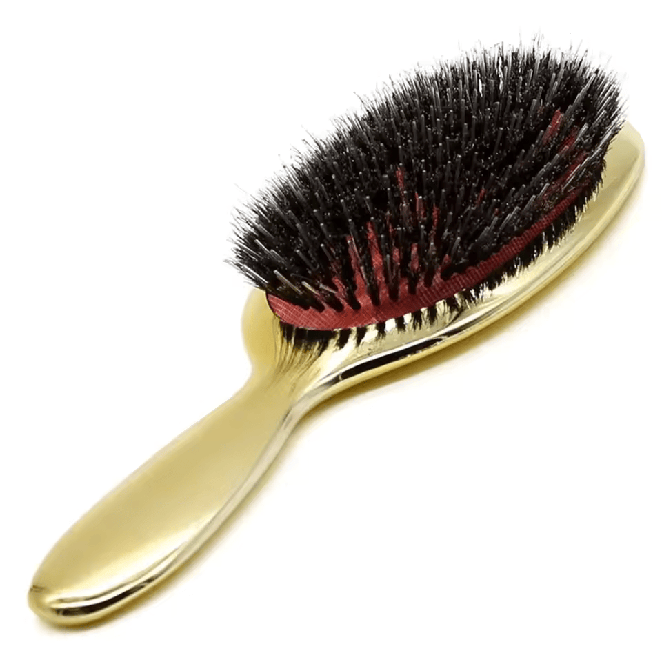 HairBrushPro hårborste i guld med vildsvinsborst