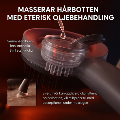 Serum appliceras på hårbotten med massagekammen