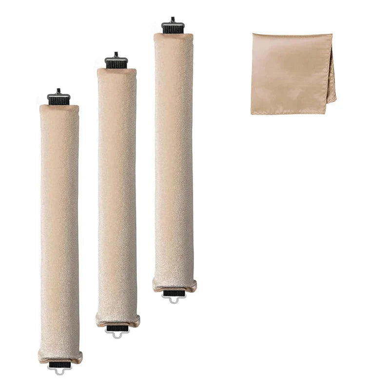 LuxeCurls lockrullar i beige med satinduk