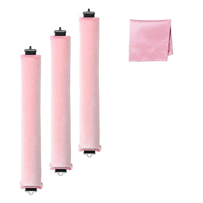 LuxeCurls lockrullar i rosa med satinduk
