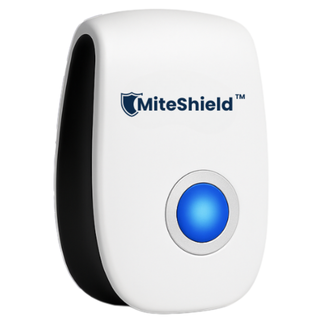 MiteShield ultraljudsenhet i vitt med blå indikatorlampa