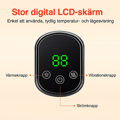 Närbild på nackvärmarens LCD-display
