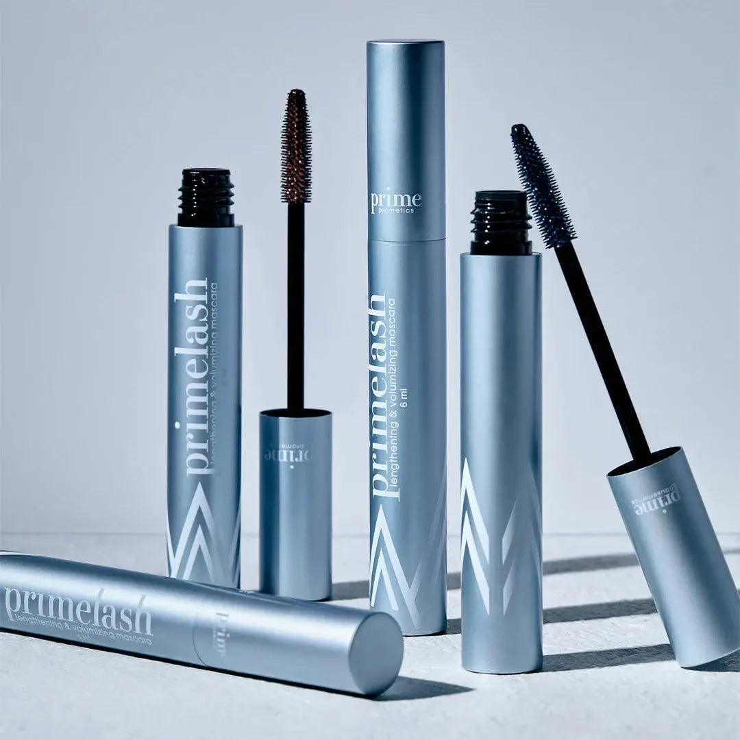 PrimeLash mascara i fyra nyanser, öppnade