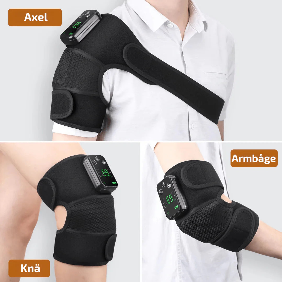 Stödbandet buret på axel, armbåge och knä