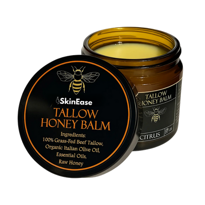 SkinEase tallow honey balm i mörk glasburk