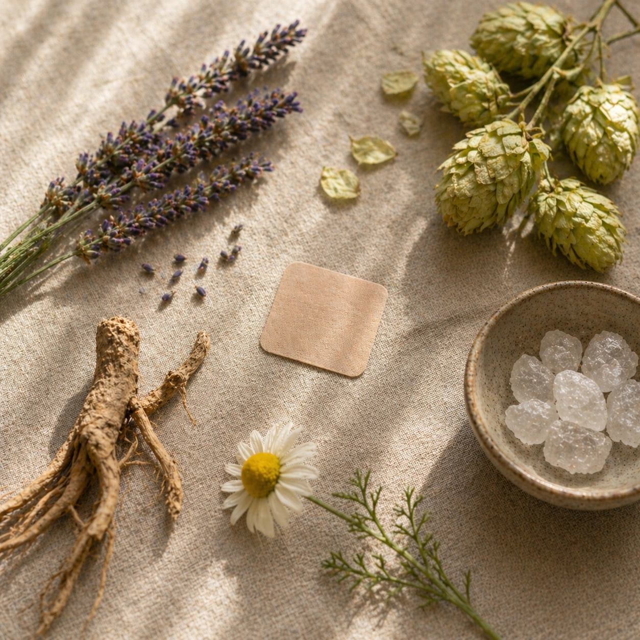 Lavendel och humle bredvid sömnplåstren