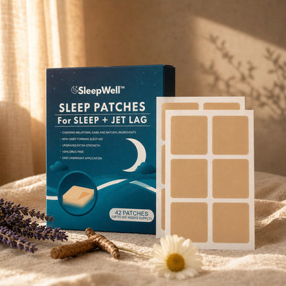 SleepWell sömnplåster med förpackning och lavendel
