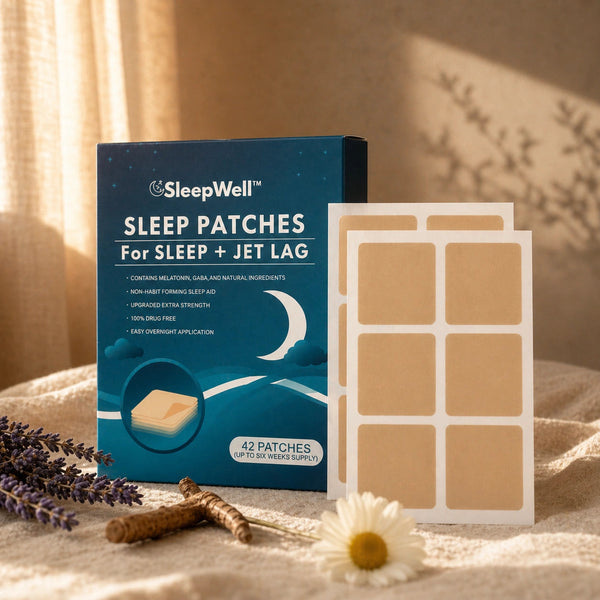 SleepWell sömnplåster med förpackning och lavendel