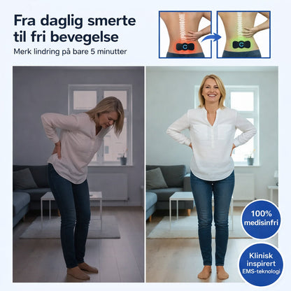 Kvinna i rörelse med TENS-apparat under kläderna