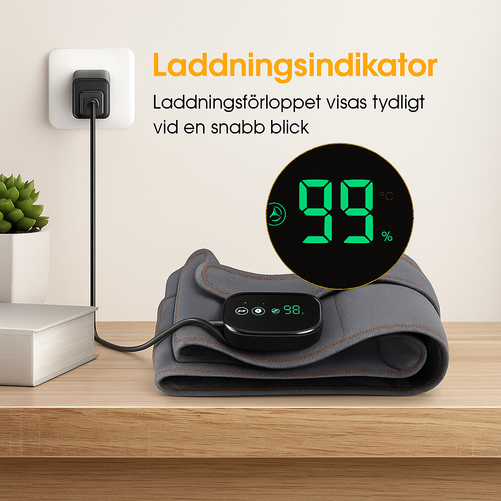 Bältet i laddningsstation med batteriindikator