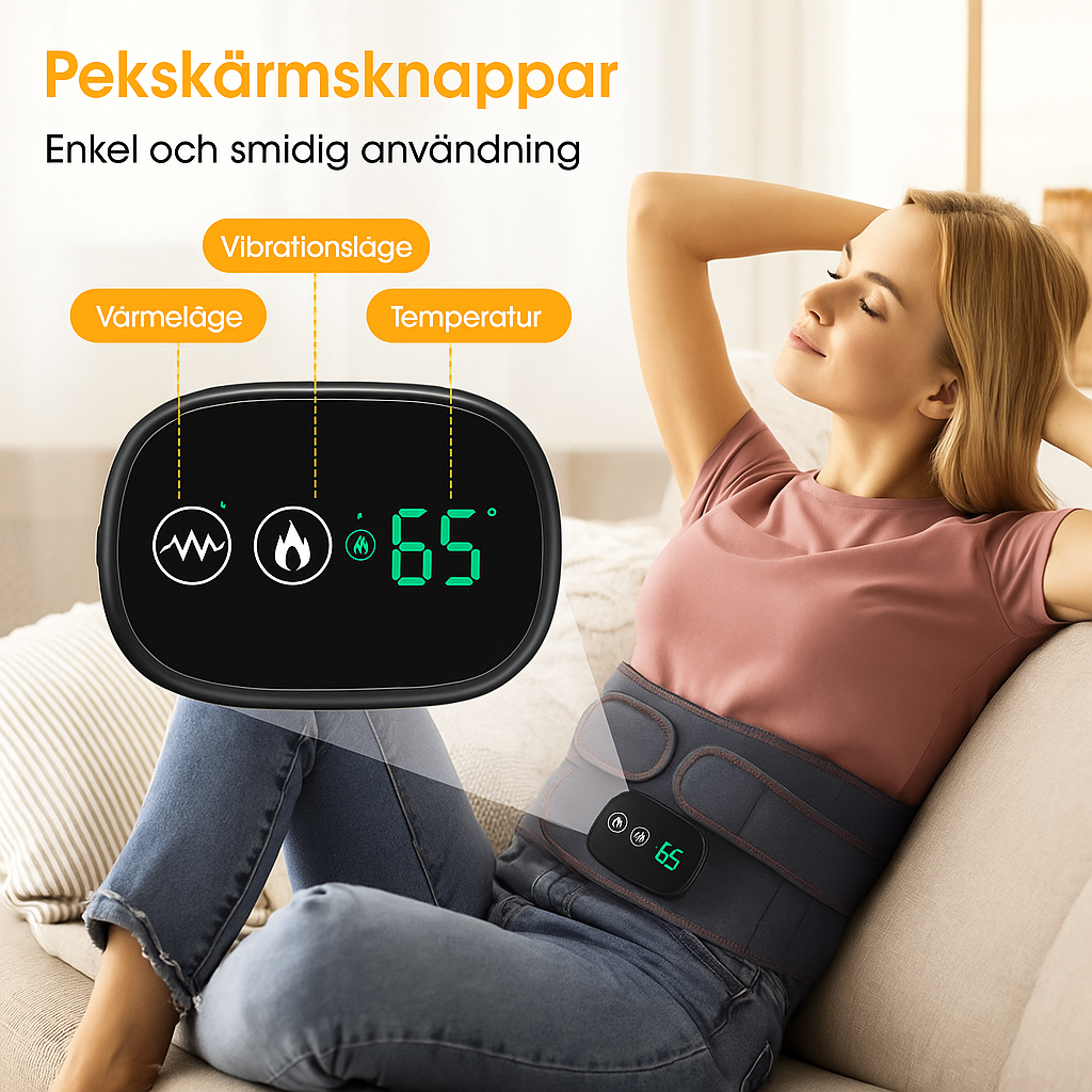 Närbild på bältets pekskärm